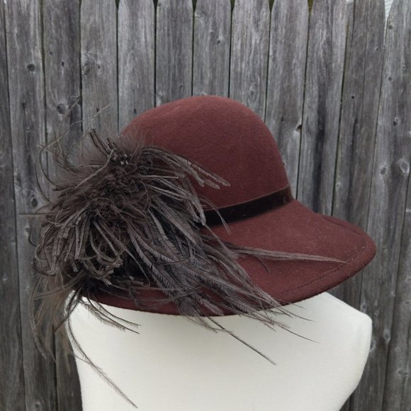 Vintage Betmar New York Brown Wool Felt Wide Brim Hat Neiman Marcus Feather Bow Betmar Brown Hats for Women for sale | eBay main image 2